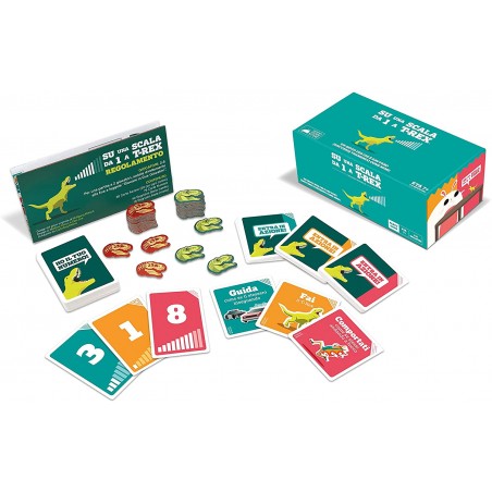 SU UNA SCALA DA 1 A T-REX GIOCO DI CARTE ASMODEE 