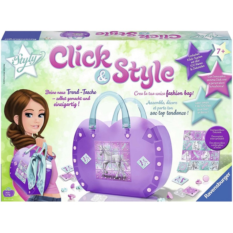 CLICK & STYLE BORSA UNICORNO DA CREARE E DECORARE RAVENSBURGER