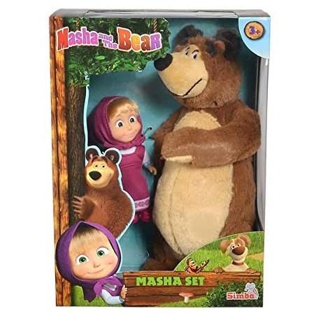 MASHA E ORSO SET CON MASHA MINIDOLL 12CM  E ORSO PELUCHE 25 CM SIMBA