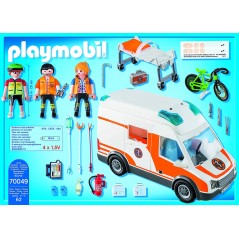 PLAYMOBIL 70049 CITY LIFE AMBULANZA CON  LAMPEGGIANTI E SIRENA PEZZI 62 