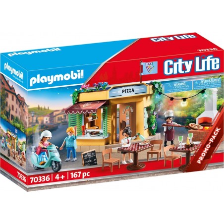 PLAYMOBIL 70336 CITY LIFE PIZZERIA CON  TAVOLI ALL'APERTO CON EFFETTI LUMINOSI 