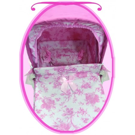 CARROZZINA PER BAMBOLE DANIELA CON BORSA E CUSCINO 