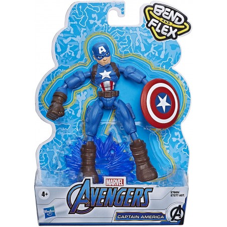 MARVEL AVENGERS CAPITAN AMERICA BEND  AND FLEX HASBRO