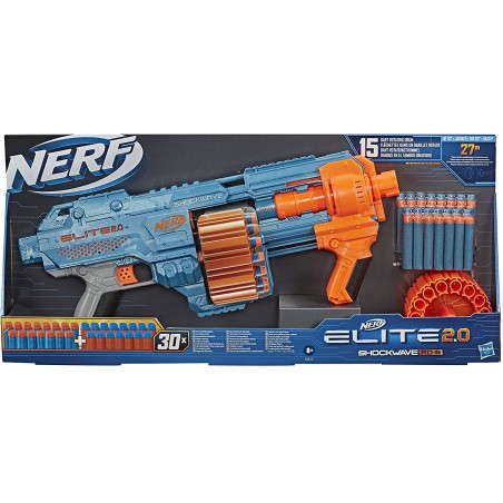 NERF ELITE 2.0 SHOCKWAVE RD-15 BLASTER A TAMBURO ROTANTE 15 DARDI HASBRO E9527