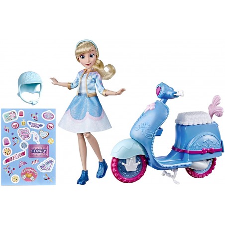 DISNEY PRINCESS CENERENTOLA CON SCOOTER CASCO E ADESIVI HASBRO