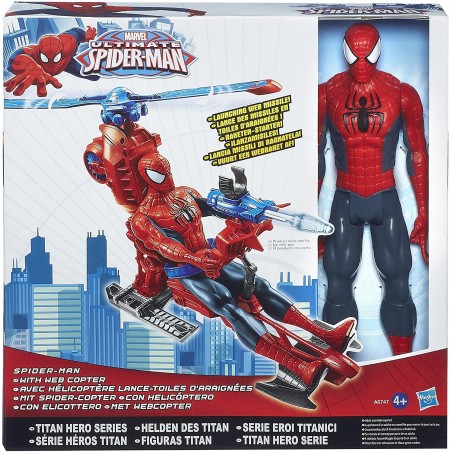 MARVEL SPIDERMAN CON ELICOTTERO SERIE  TITAN HERO LANCIA MISSILI HASBRO