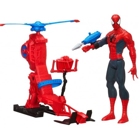 MARVEL SPIDERMAN CON ELICOTTERO SERIE  TITAN HERO LANCIA MISSILI HASBRO