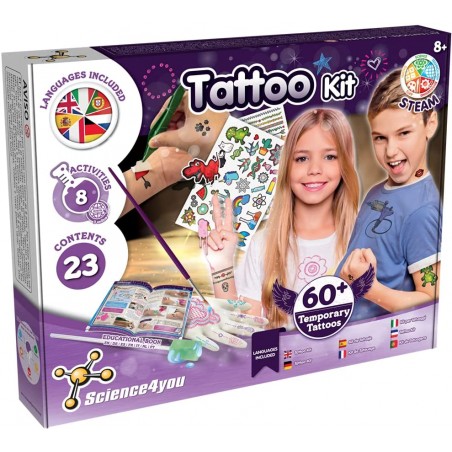 TATTOO KIT SCIENCE4YOU FABBRICA DI  TATUAGGI CONTIENE 60 TATUAGGI 