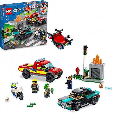 LEGO CITY 60319 SOCCORSO ANTINCENDIO E  INSEGUIMENTO DELLA POLIZIA