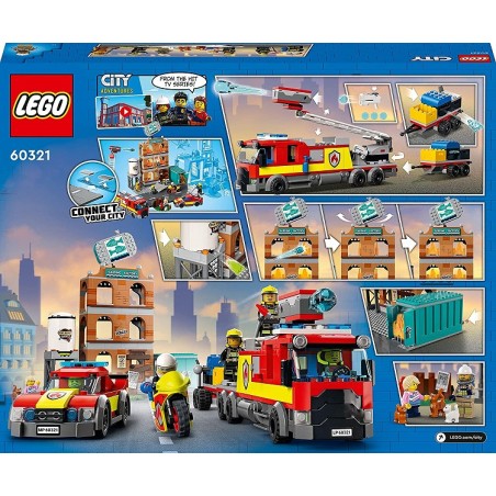 LEGO 60321 CITY FIRE VIGILI DEL FUOCO  EDIFICIO IN FIAMME PEZZI 766