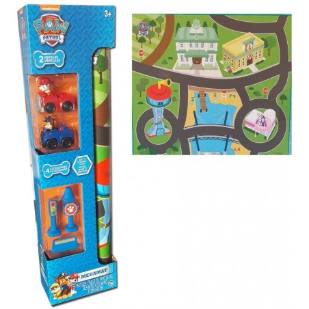 PAW PATROL MEGAMAT CONTIENE 2 VEICOLI E 4 ACCESSORI OLD TOYS