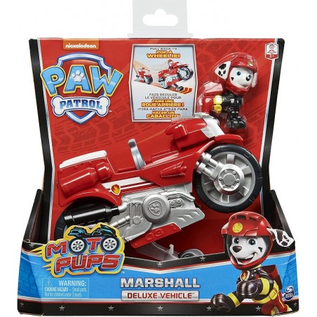 PAW PATROL MARSHALL DELUXE TIRARE INDIETRO IL VEICOLO MOTO SPIN MASTER