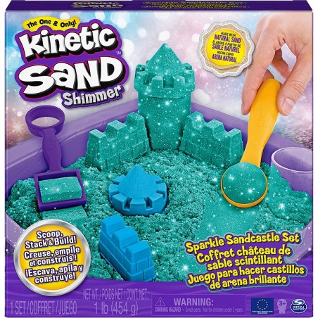 SPIN MASTER KINETIC SAND CASTELLO DI  SABBIA GLITTERATA VERDE ACQUA 453 G