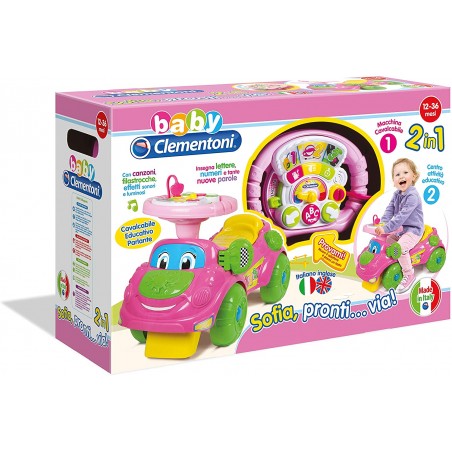 CLEMENTONI BABY SOFIA, PRONTI..VIA! 2 IN 1 MACCHINA CAVALCABILE CENTRO ARTTIVITA'