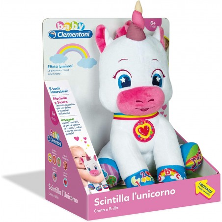 CLEMENTONI BABY SCINTILLA L'UNICORNO  CANTA E BRILLA PELUCHE INTERATTIVO