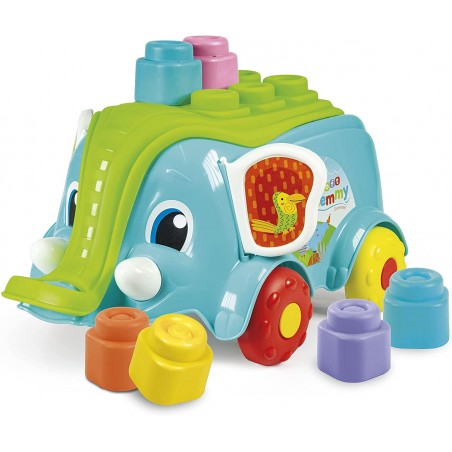 CLEMENTONI CARRETTINO MATTONCINI SOFT  ELEFANTINO COSTRUZIONI MORBIDE 10 MESI