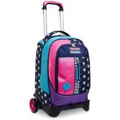 SEVEN ZAINO TROLLEY SCUOLA JACK 2 RUOTE PINKING BLUE