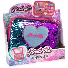 GIRABRILLA DENIM MAKE-UP PORTATRUCCHI  CON OMBRETTI LUCIDALABBRA E SMALTO 