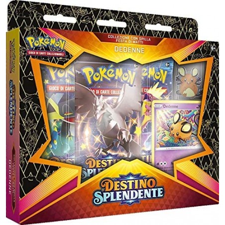 POKEMON DESTINO SPLENDENTE DEDENNE  COLLEZIONE CON SPILLA FESTA DI MATTI