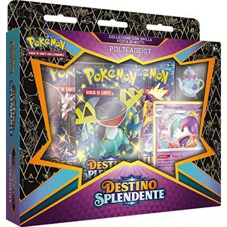POKEMON DESTINO SPLENDENTE POLTEAGEIST COLLEZIONE CON SPILLA FESTA DI MATTI