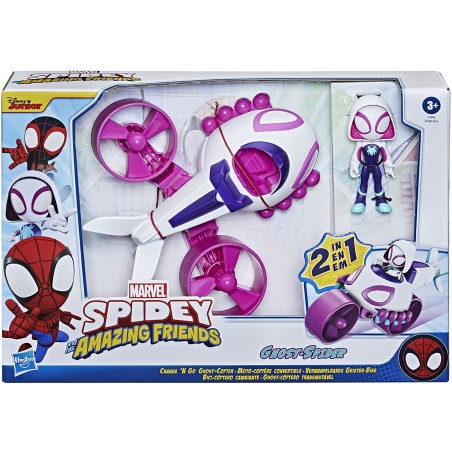 MARVEL SPIDEY AMAZING FRIENDS GHOST  SPIDER VEICOLO 2 IN 1 