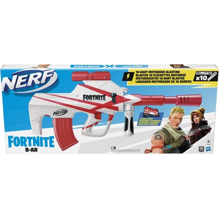 NERF FORTNITE B-AR BLASTER MOTORIZZATO CARICATORE 10 DARDI HASBRO F2344