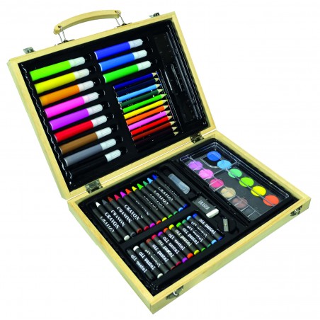 SET DELL'ARTISTA 67 PEZZI E VALIGETTA IN LEGNO 