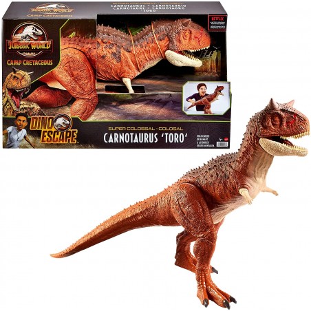 JURASSIC WORLD CARNOTAURO SUPER TORO  COLOSSALE DA 91 CM MASTICA E DIVORA