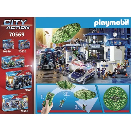 PLAYMOBIL CITY ACTION 70569 ELICOTTERO  DELLA POLIZIA E FUGGITIVO 19 PEZZI