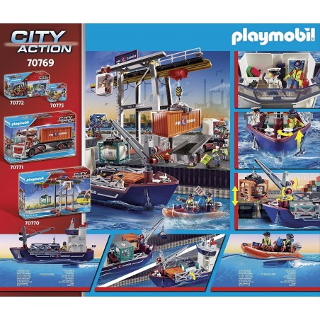 PLAYMOBIL 70769 CITY ACTION NAVE DA CARICO CON CONTAINER 135 PEZZI