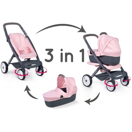 SMOBY BEBE' CONFORT CARROZZINA E  PASSEGGINO COLORE ROSA