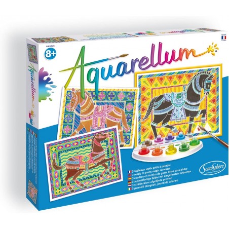 ACQUARELLUM SET PER DIPINGERE CON ACQUER ELLI 3 DISEGNI CAVALLI
