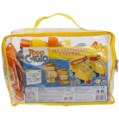 TOPO GIGIO SET PATTINI CON PROTEZIONI ARANCIONE GIALLO AZZURRO GRANDI GIOCHI
