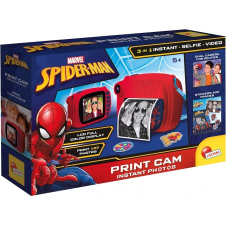 SPIDERMAN PRINT CAMERA 3 IN 1 SELFIE  VIDEO ISTANT PHOTOS LISCIANI 