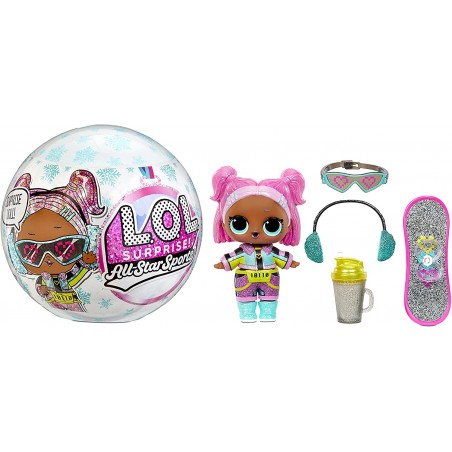 LOL SURPRISE ALL STAR SPORTS WINTER BAMBOLA SCINTILLANTE CON 8 SORPRESE MGA