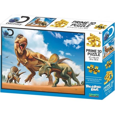 DISCOVERY PRIME 3D PUZZLE TYRANNOSAURUS REX VS TRICERATOPS 500 PEZZI