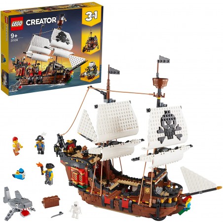 LEGO 31109 CREATOR 3 IN 1 GALEONE DEI PIRATI, TAVERNA, ISOLA DEL TESCHIO