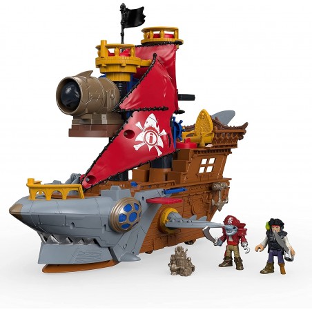 IMAGINEXT GALEONE DEI PIRATI A FORMA DI  SQUALO CON MINI PERSONAGGI FISHER PRICE
