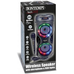 CASSA SPEAKER WIRLESS CON MICROFONO E LUCI RGB BONTEMPI