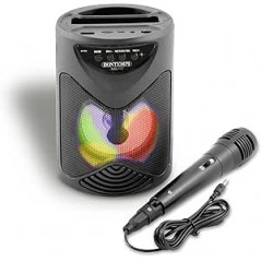 CASSA AMPLIFICATORE KARAOKE E MICROFONO  WIRELESS CON EFFETTI LUMINOSI BONTEMPI