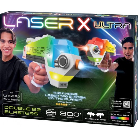 LASER X ULTRA DOUBLE BLASTER 2 PISTOLE E 2 RICEVITORI FRONTALE GIOCHI PREZIOSI