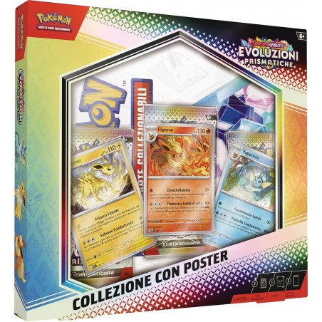 POKEMON EVOLUZIONI PRISMATICHE COLLEZION E CON POSTER 3 BUSTE E 3 CARTE OLOGRAFIC