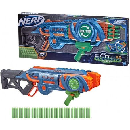 NERF ELITE 2.0 FLIPSHOTS FLIP 32 HASBRO BLASTER CON 32 CANNE PORTA DARDI