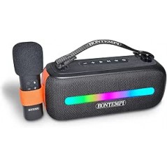 CASSA PORTATILE WIRELESS KARAOKE CON  MICROFONO EFFETTO ECO BONTEMPI TECH