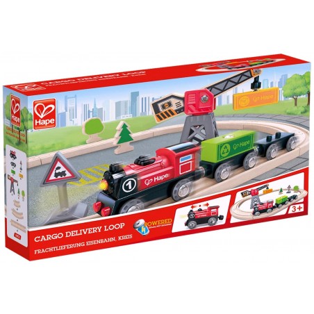 HAPE CARGO DELIVERY LOOP PISTA TRENO CON GRU E SET LOCOMOTIVA