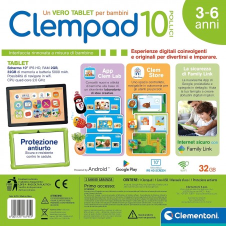 CLEMPAD TABLET EDUCATIVO SCHERMO 10  POLLICI MEMORIA 32 GB ANDROID 13