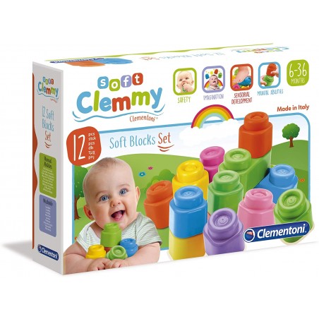 CLEMENTONI SOFT CLEMMY SOFT BLOCKS SET 12 PEZZI