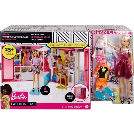 BARBIE ARMADIO DEI SOGNI CON BAMBOLA BARBIE E TANTISSIMI ACCESSORI MATTEL