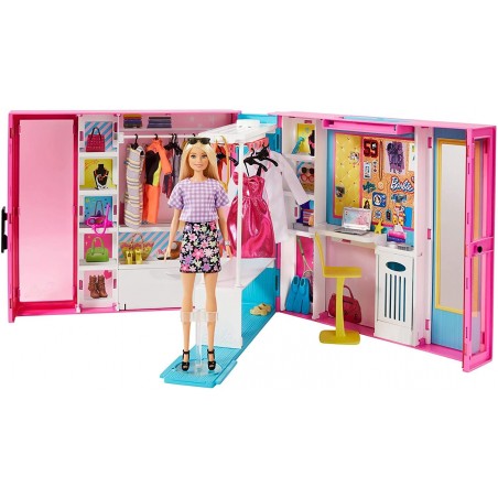 BARBIE ARMADIO DEI SOGNI CON BAMBOLA BARBIE E TANTISSIMI ACCESSORI MATTEL