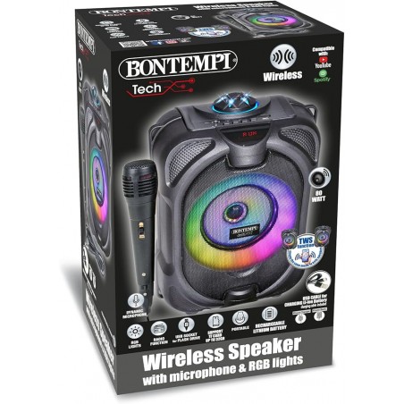 CASSA WIRLESS CON MICROFONO E LED RGB BONTEMPI